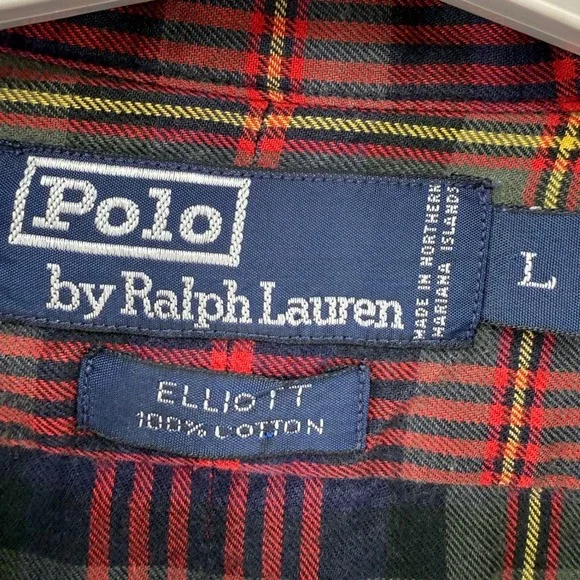 Polo Ralph Lauren Elliott Large Plaid Cotton Button Down Shirt Red Blue Green - Picture 4 of 9